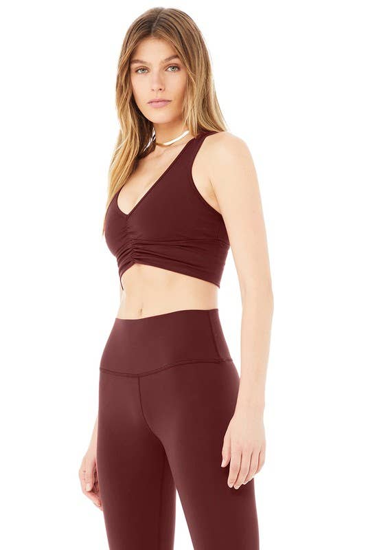 otos active - Wholesale Sports Bra - Women's - Deep V Drawstring Sports Bra Buttery Soft Fabric5