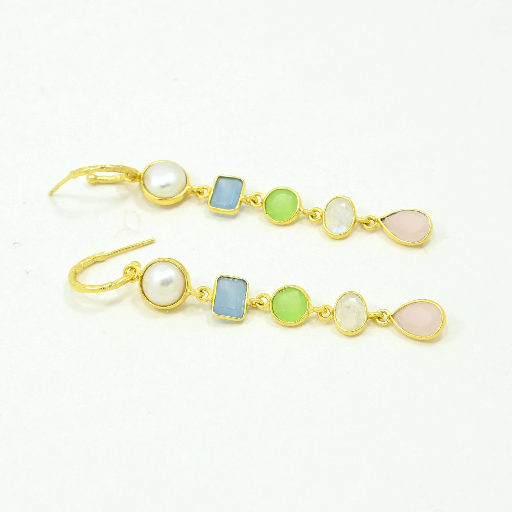 Schmuckoo Berlin - Wholesale Dangle Earrings - Yvonne Earring Gold - Pearl, Moonstone & Rose Quartz