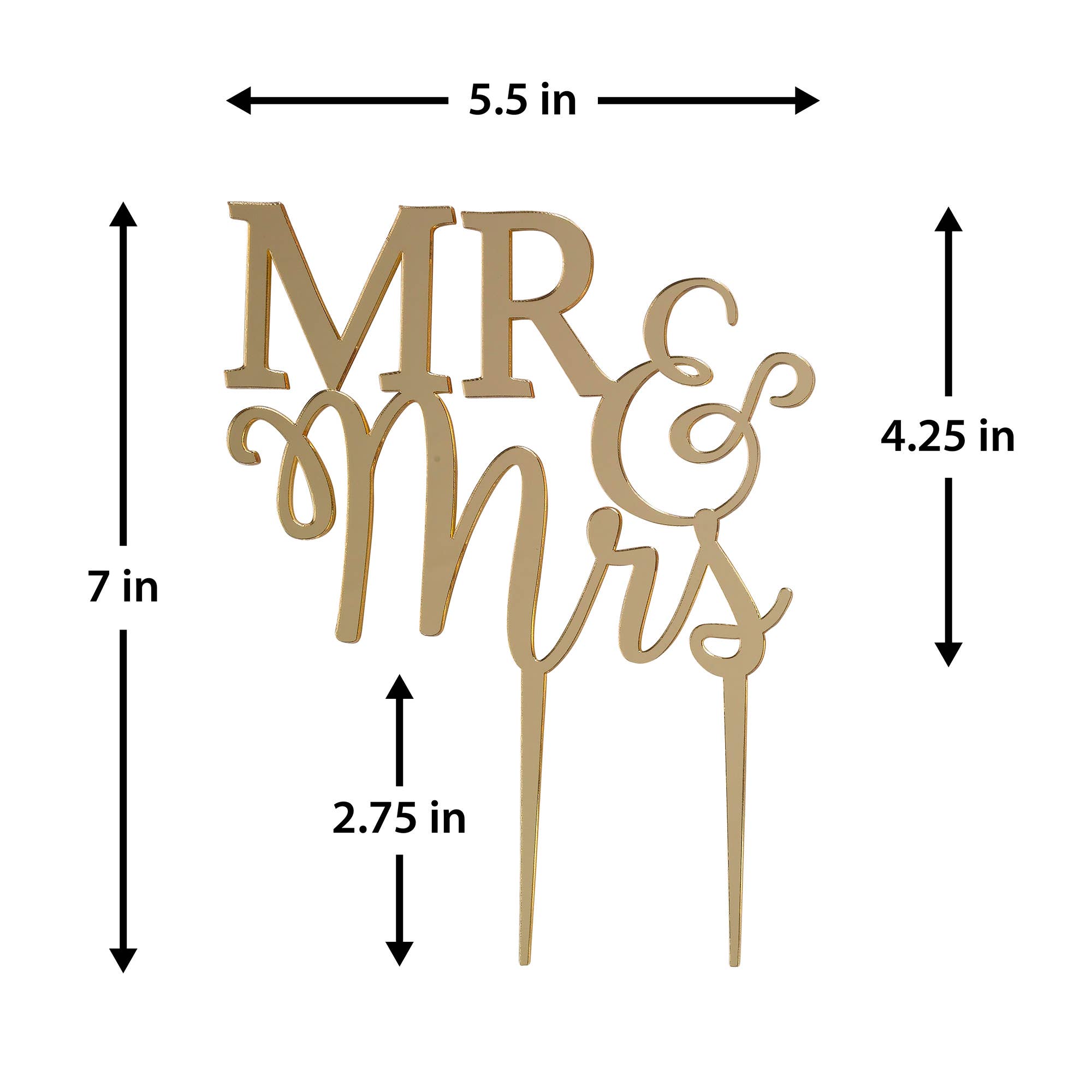 Lillian Rose - Wholesale Cake/Cupcake Topper - Mr. & Mrs. Gold Laser cut Cake Pick2