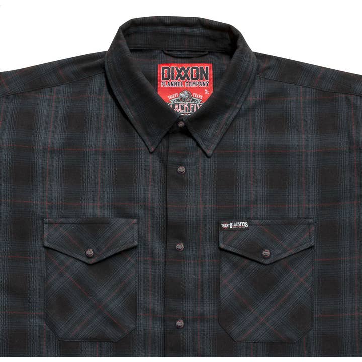 The Phantom Black Flys x Dixxon Men's Flannel Collab for wholesale on Faire