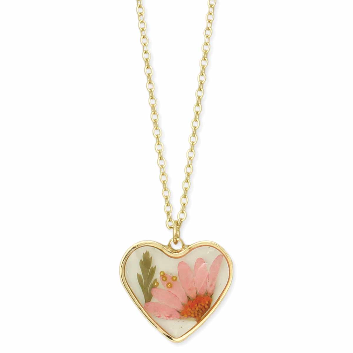 ZAD - Wholesale Pendant/Charm Necklace - Cottage Floral Heart Dried Flower Necklace1