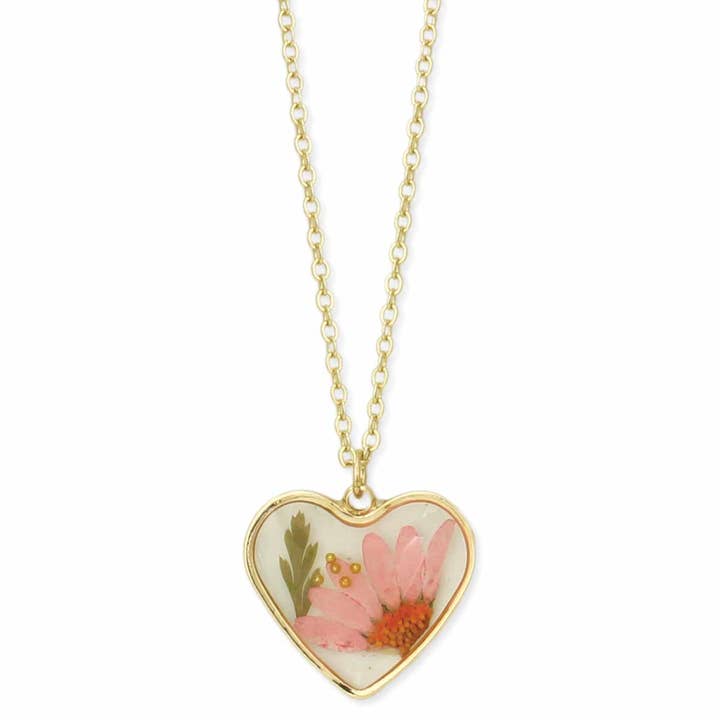 ZAD - Wholesale Pendant/Charm Necklace - Cottage Floral Heart Dried Flower Necklace1