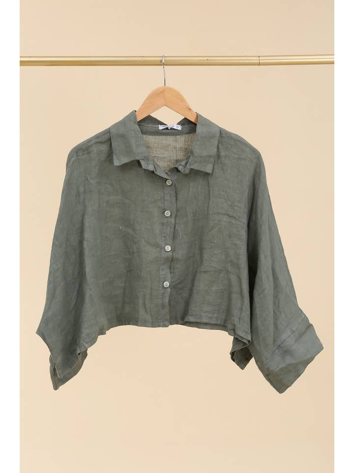 la maison des fibres naturelles - Wholesale Button Down Shirt - Women's - Linen crop shirt 83263 100% linen5
