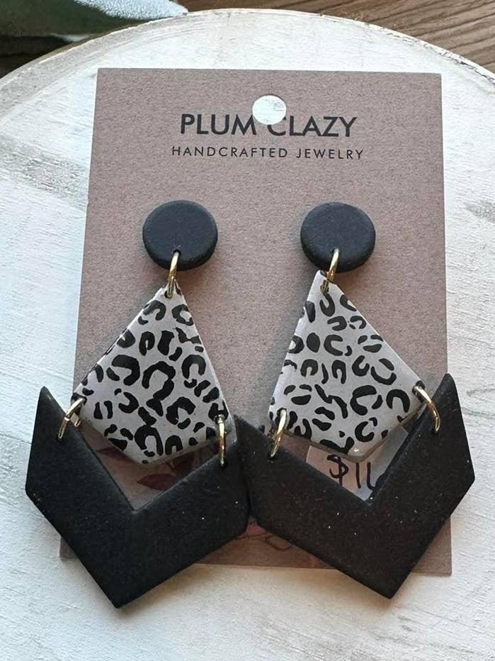 Black Chevron Cheetah Dangle for wholesale by Plum Clazy