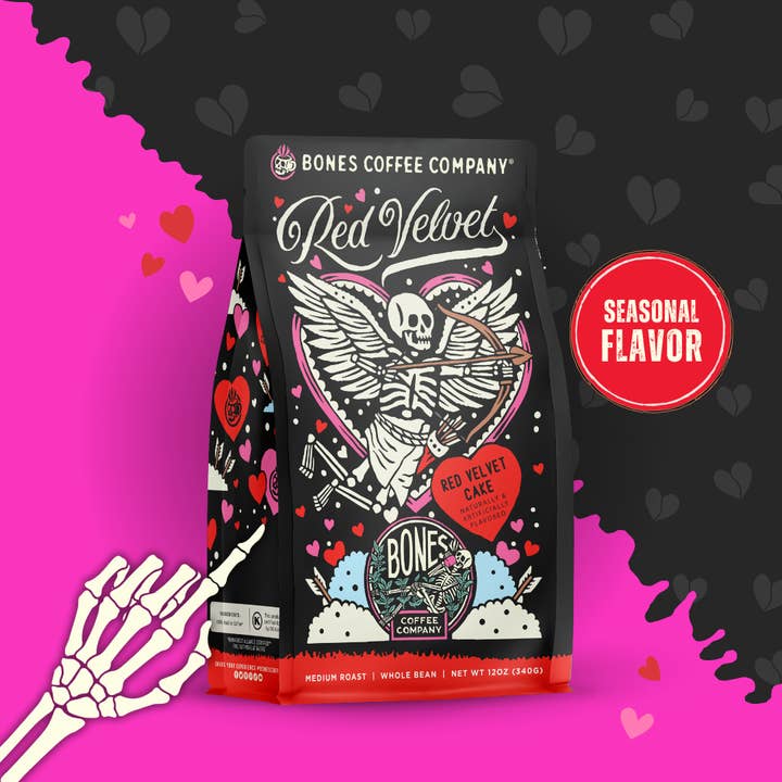 OG Röd Sammet Smaksatt Kaffe | Alla hjärtans dag | Galentine's för wholesale av Bones Coffee Company