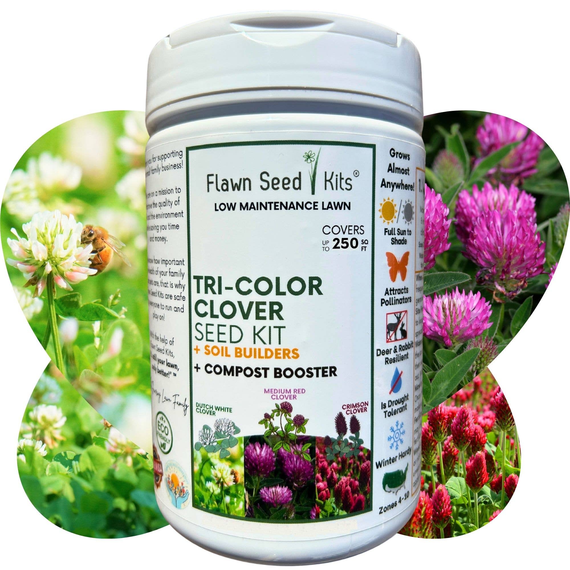 Flawn Seed Kits - Wholesale Plant Seeds - Tri-Color Clover Seed Easy Spread Shaker11