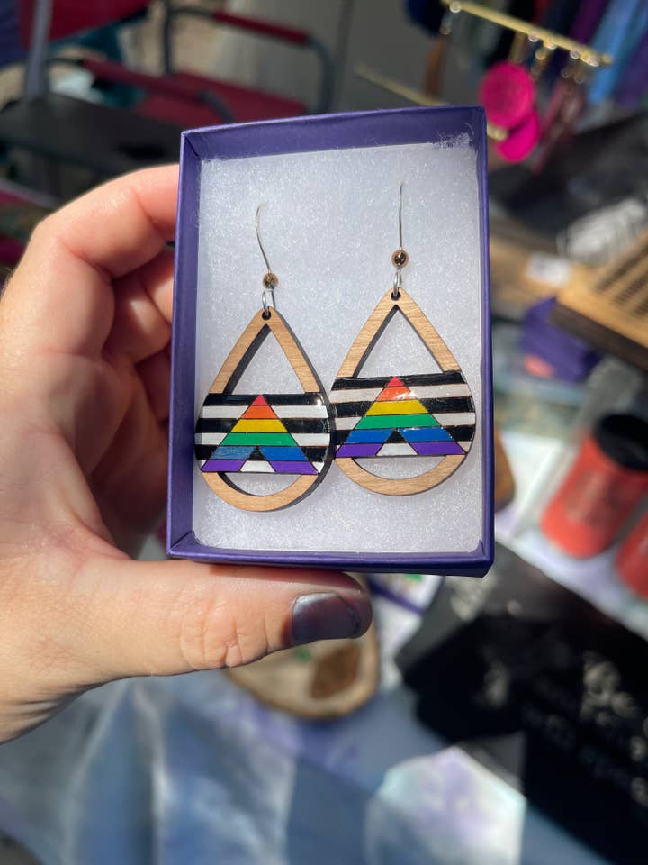 Pride Ally Handcrafted Wooden Earrings for wholesale by Violet Lotus