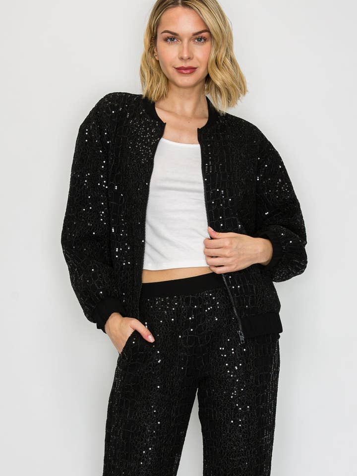 Janna Embroidered Sequin Jacket for wholesale by Joh Apparel