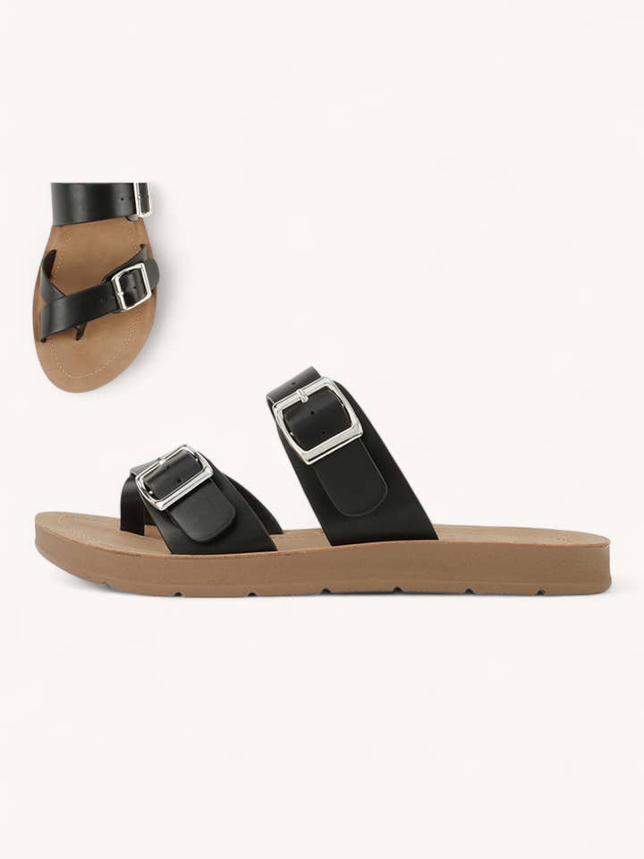 CCOCCI - Wholesale Sandals – Women's - PELIN BUCKLED CROSS THONG STRAP COMFORT SOLE SANDALS10