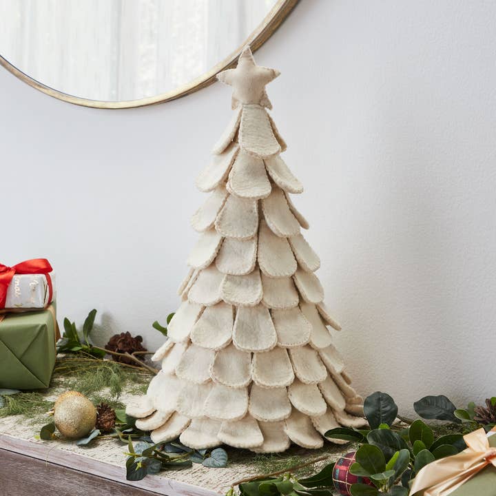 Handmade Cream Scallop Tabletop Christmas Tree- 22", Decor for wholesale by Arcadia Home