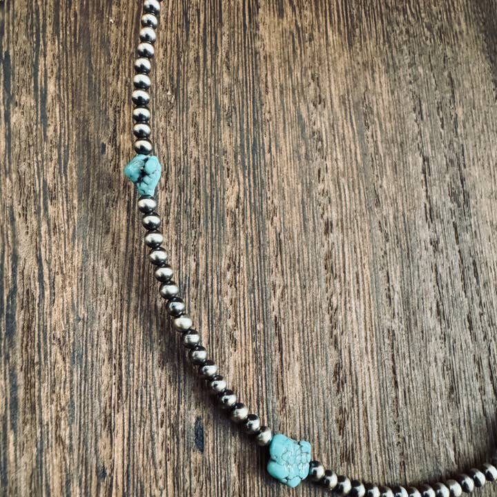 Wild Hancock Creations - Wholesale Choker/Collar - Navajo Pearl Choker With Turquoise/ Genuine Turquoise4