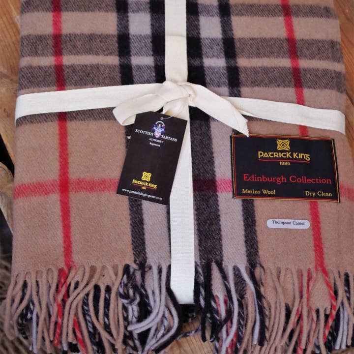 Patrick King Woollen Company - Wholesale Throw Blanket - Thompson Camel Deluxe Highland Blanket