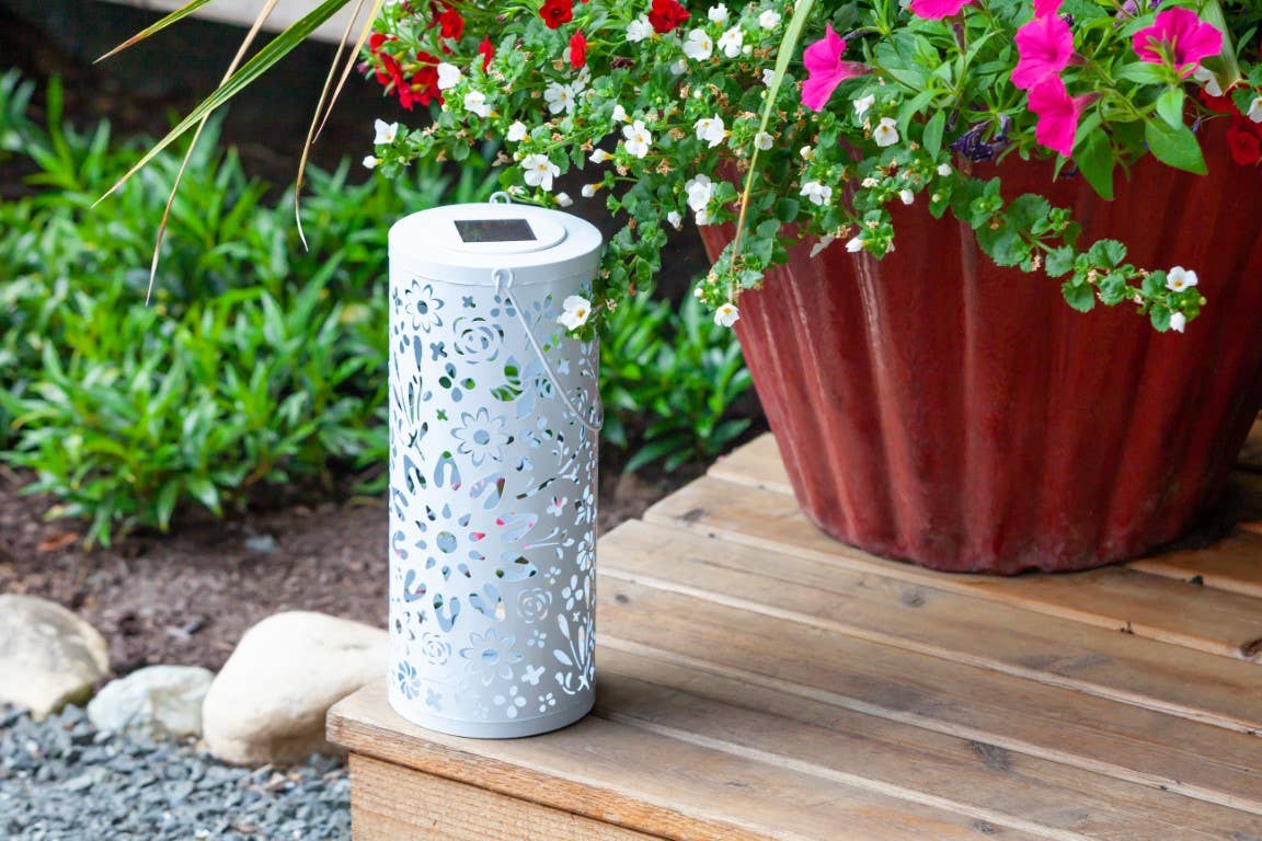 Allsop Home & Garden - Wholesale Outdoor/Lawn Light - Metal Bloom 12" Outdoor Solar Lantern - White12