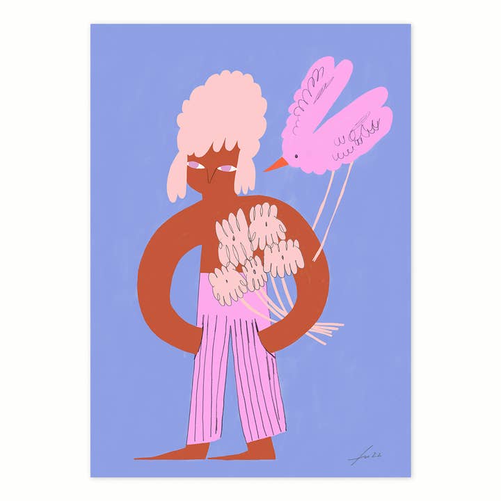 FineArt Print BIRD ON MY SHOULDER for wholesale by Franziska Uhlig Illustration