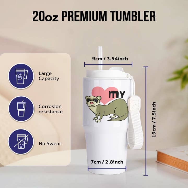 3dRose - Wholesale Insulated Mug/Tumbler - 3dRose, Love My Ferret, Tumbler1