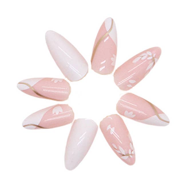 Press On Nails Almond Nail Tips Glossy Finish Reusable Kit for wholesale by Luluizy Designs Co.