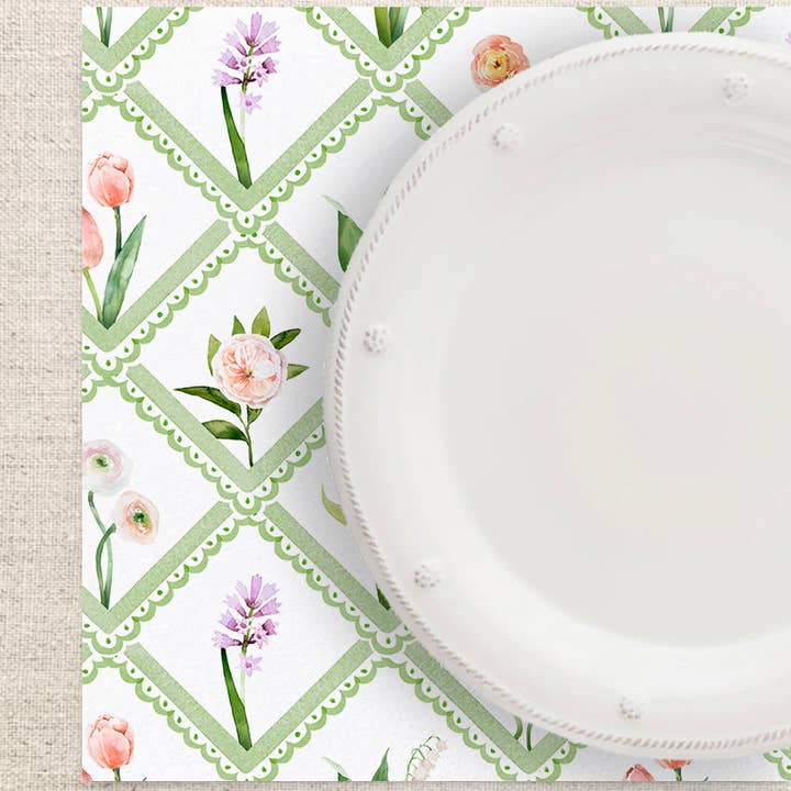 Ellen Davis Creative - Wholesale Disposable Placemat - Spring Trellis Paper Placemats | Set of 243