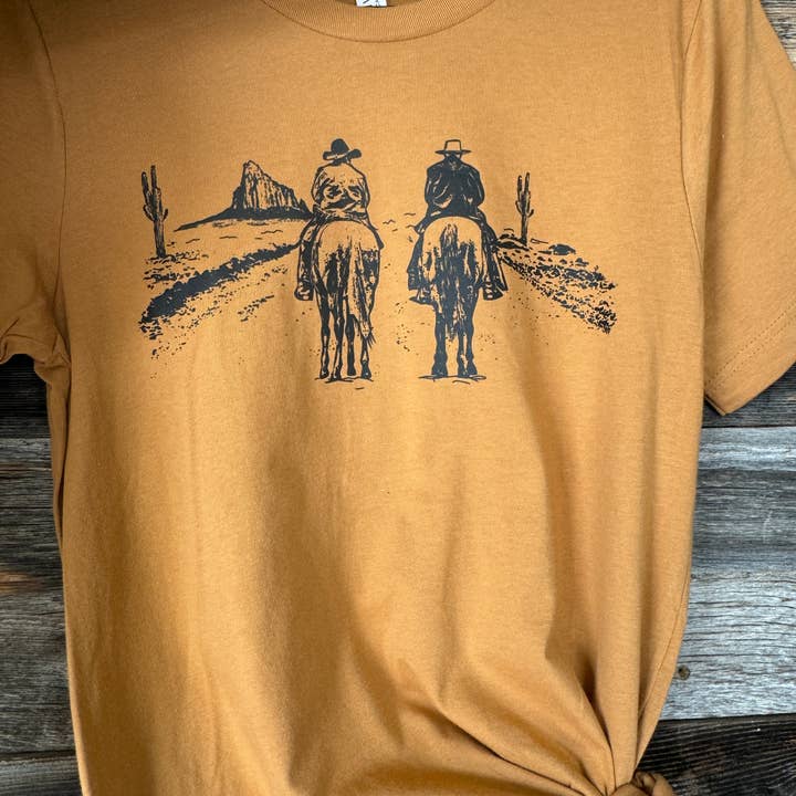 Cowboys Riding Away Screen Print Transfer- Black for wholesale by Snappy 6 Co