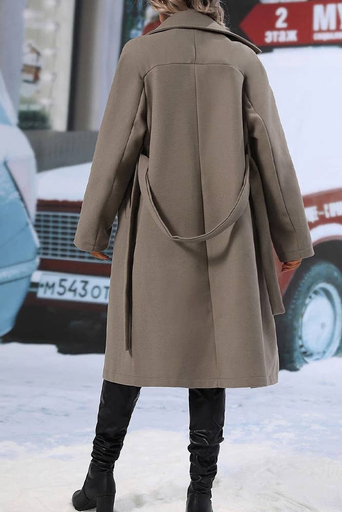 UNISHE - Wholesale Coat - Women's - Double Breasted Notch Lapels Overcoat with Belt GSS11620