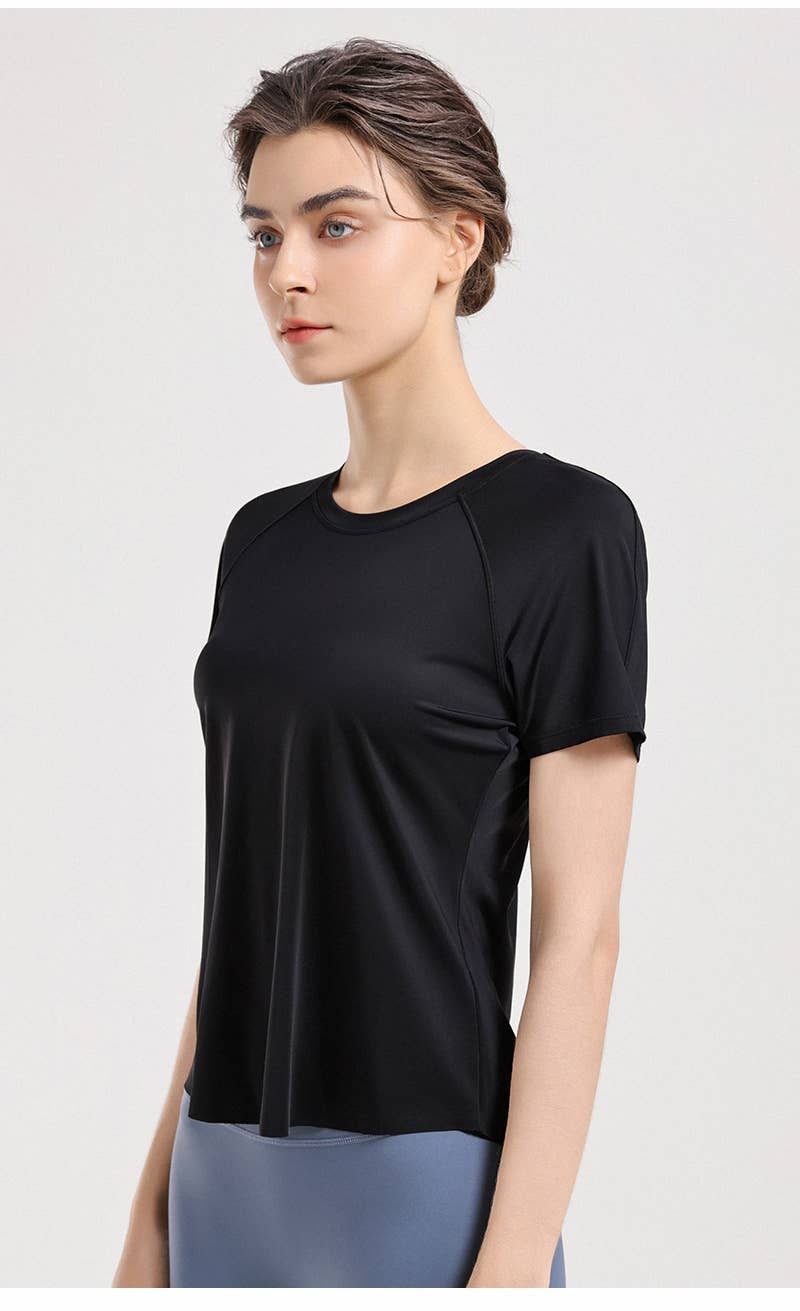 ELKLENS – wholesale Sportöverdel – Dam – Loose Cool Feel Yogakläder Träningskläder med rynkor1