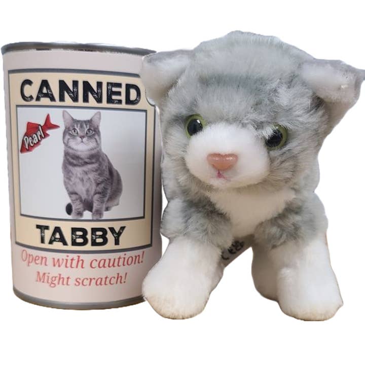 Canned Gifts - Wholesale Stuffed/Plush Toy - Kids & Baby - Canned Gray Tabby | Rescue Cat | Eco-Friendly Recycled Gift