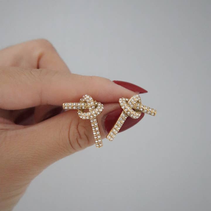 JESSA Jewelry - Wholesale Stud/Post Earrings - CZ Pave Knotted Earrings