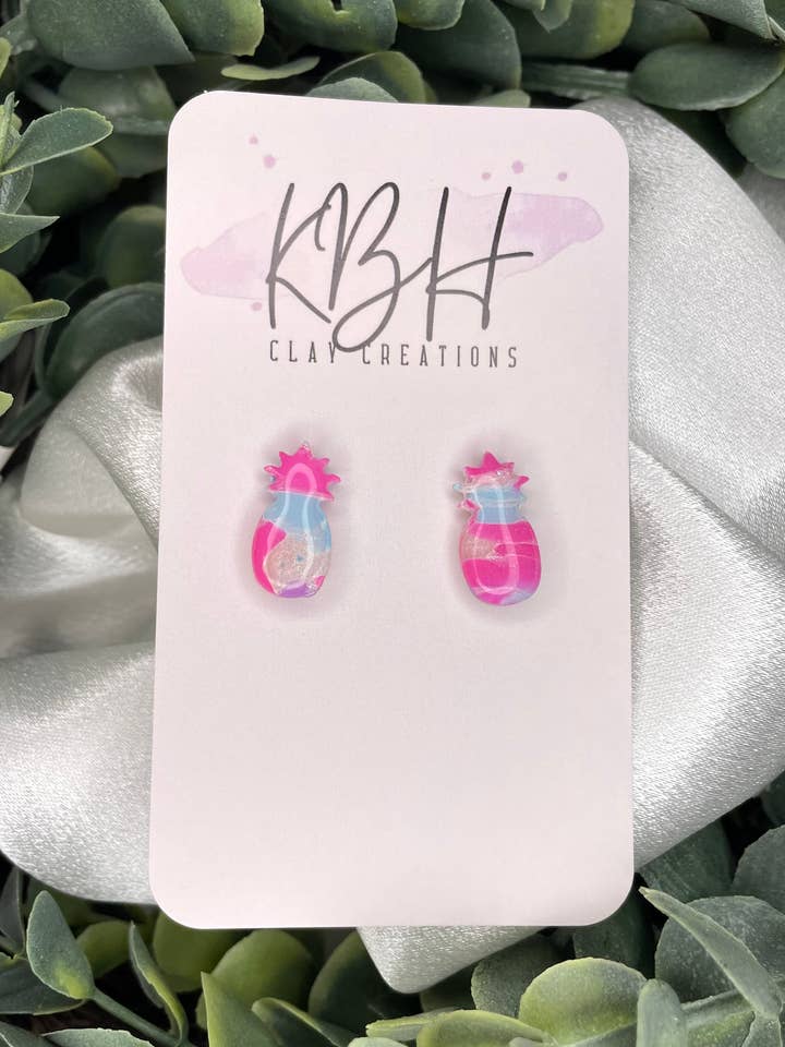 Brincos de Argila Artesanal Ananás Mármore por atacado de KBH CREATIONS