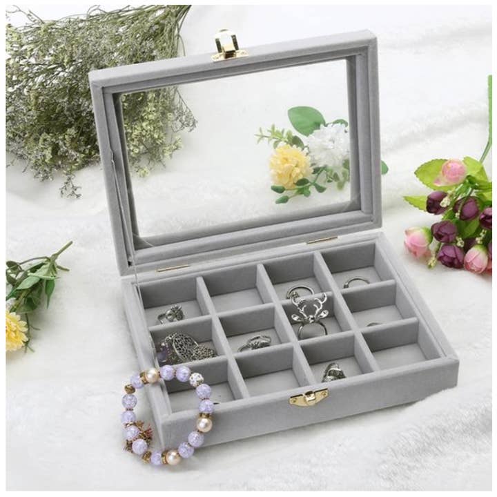 Emilie collection - Wholesale Jewelry Box/Organizer - Jewelry box compartments grey