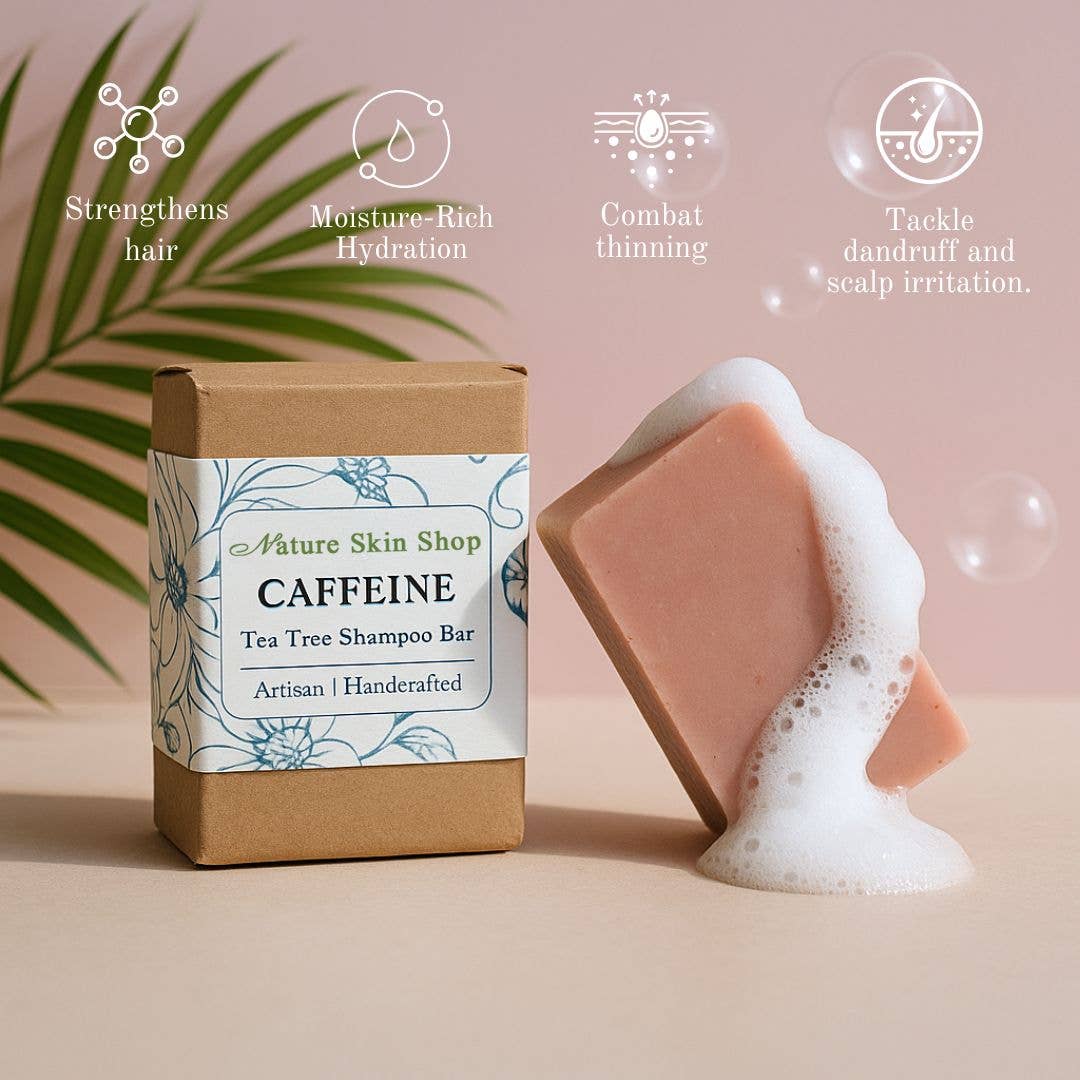 Nature Skin Shop LLC - Vente Disques de shampoing/shampoings solides - Shampoing Solide à la Caféine & Arbre à Thé - Pour la Santé du Cuir Chevelu & le Volume5