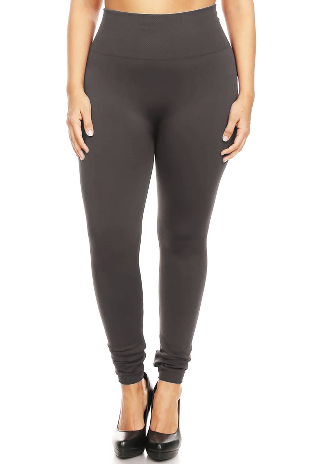 MOA COLLECTION - Wholesale Fashion Leggings - Women's - Women's Plus Size Banded Waist Leggings with Fleece Lining1