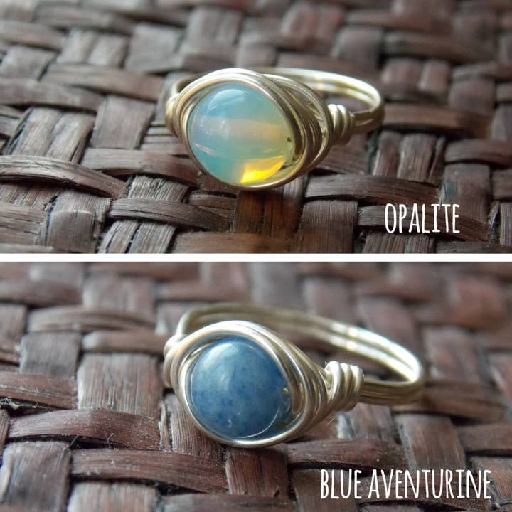 Gratefully Dreaming - Wholesale Single Stone/Solitaire Ring - Silver Plated Wire Wrapped Gemstone Rings8