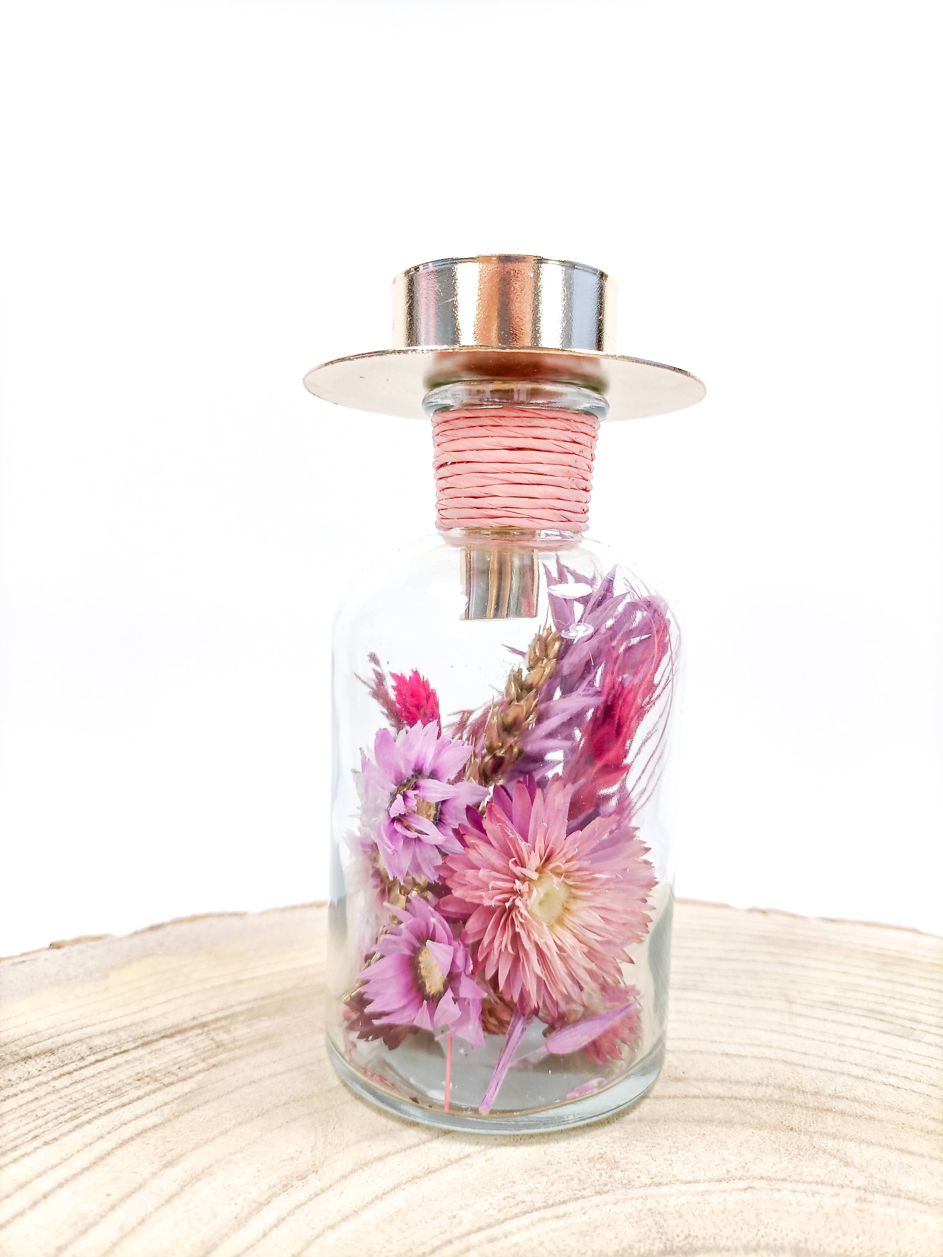 DRYdecorations - Wholesale Dried/Pressed Flowers - Droogbloemen in fles collectie COLD PINK0