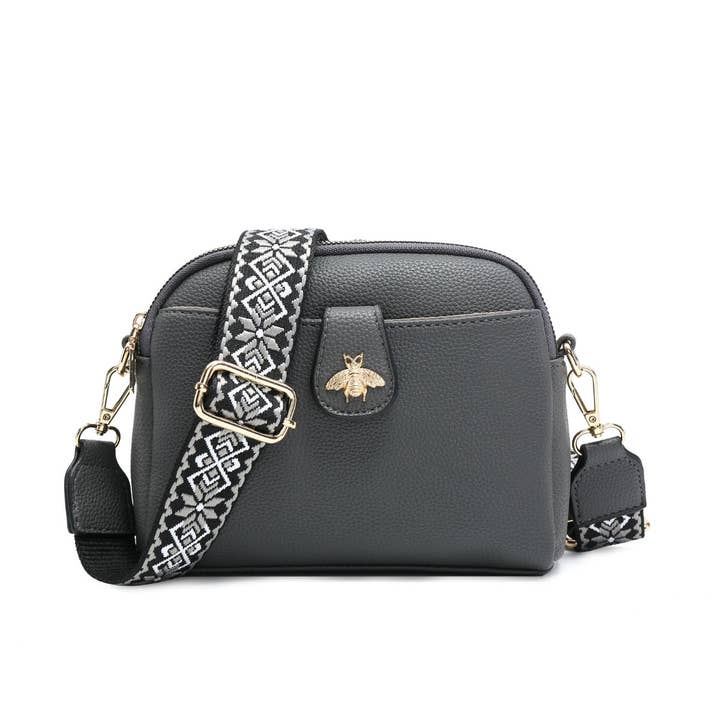 Papaya Fashion Ltd - Wholesale Crossbody bag – Women's - B23002 Bee Cross Body Handbag with double zip top sections6