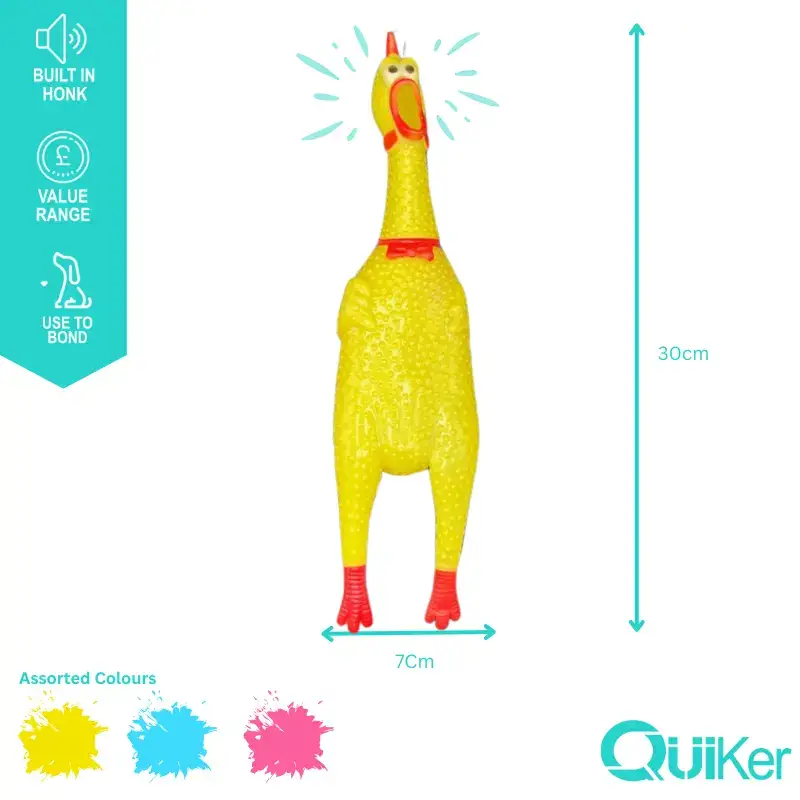 Quiker Pet Products – Engroshandel Legetøj - Hund – Vinyl Legetøjskylling med Honnelyd til Hunde - Pakke med 122