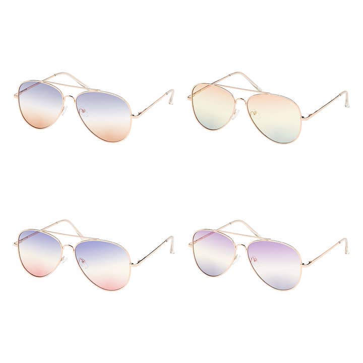 1557 Weekend - Lunettes de soleil aviateur miroir doré pour la vente par Blue Gem Sunglasses Inc