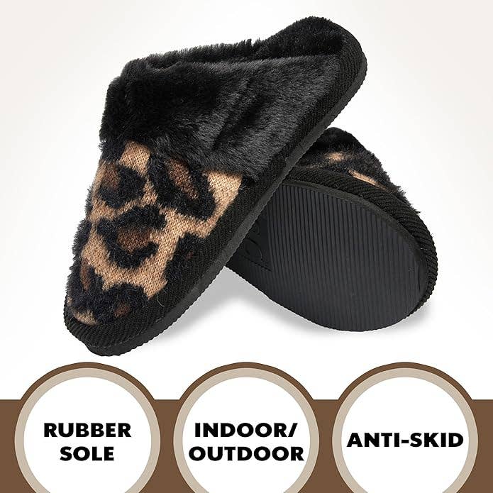 Funky Junque - Wholesale Slippers - Women's - Plush Slippers - Leopard - Latte1