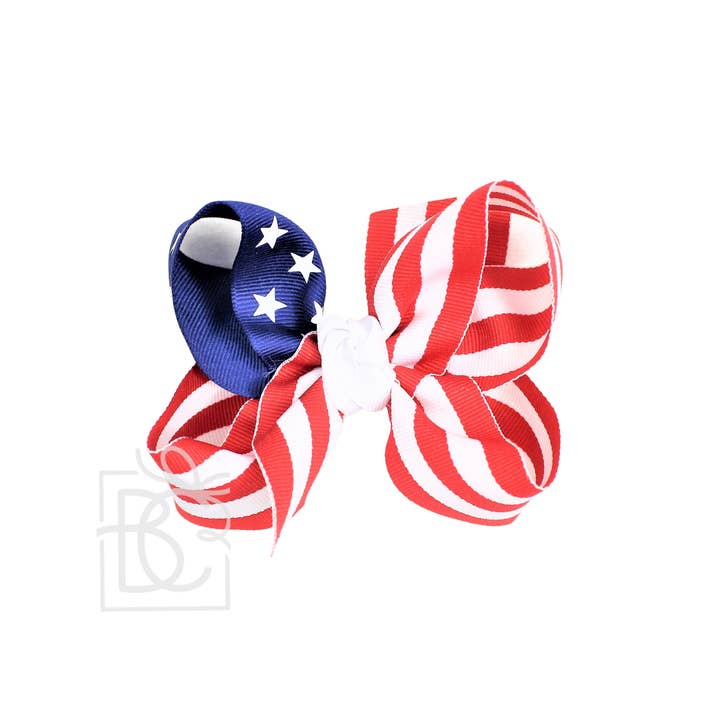 Beyond Creations, LLC - Wholesale Hair Bow - Kids - STARS AND STRIPES GROSGRAIN BOW