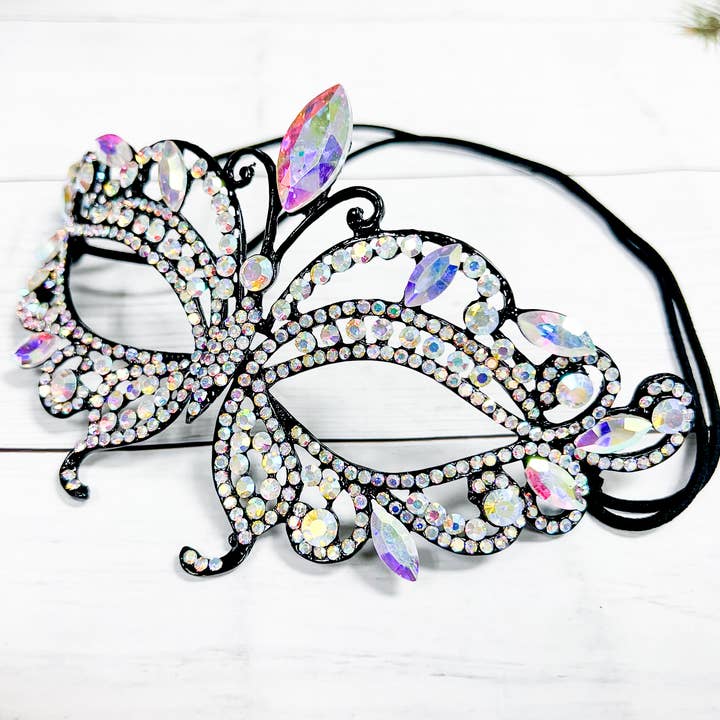 Happy Dream Gifts - Wholesale Costume - Unisex - Diamond Crystal Masquerade Mask, Black Party Mask, Prom Mask