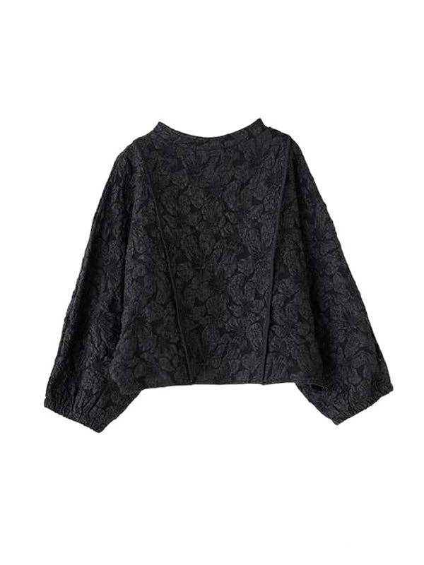 NERO Set di due pezzi con scollo tondo in tinta unita con tasche in jacquard elasticizzato a maniche lunghe in vendita all'ingrosso su Faire7