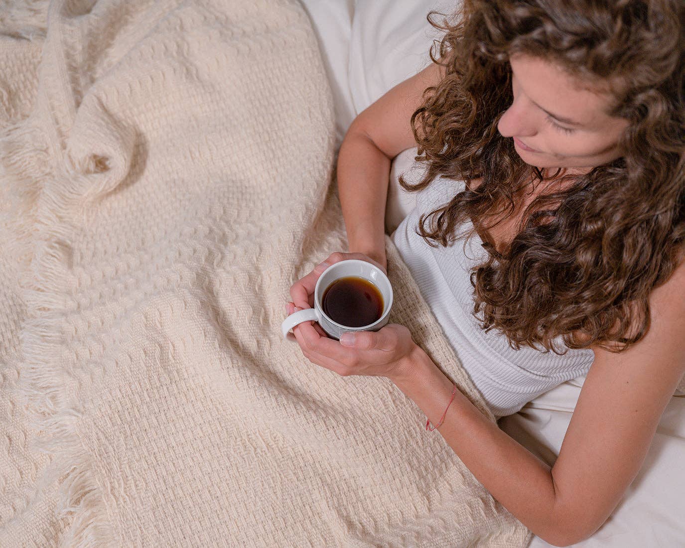 RITZY – Manta para sofá por atacado – Manta Adara Pura Lã 100% Lã Pesada - Branco Cremoso3