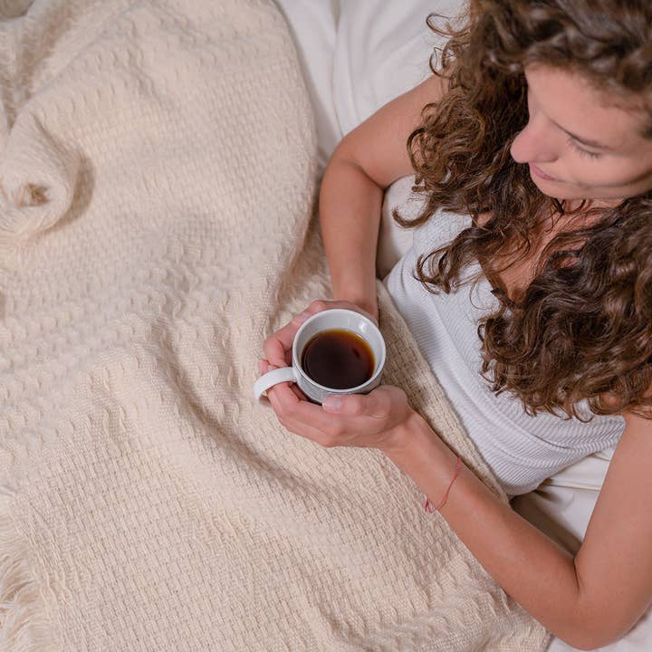 RITZY – Manta para sofá por atacado – Manta Adara Pura Lã 100% Lã Pesada - Branco Cremoso3