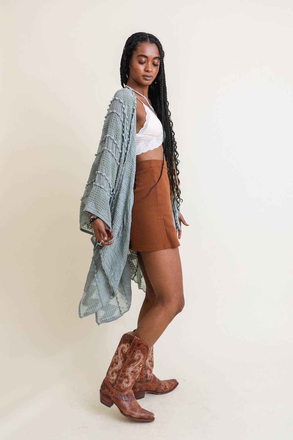 Leto Accessories - Wholesale Kimono - Women's - Embroidered Zig Zag Soft Kimono ⚡️ - Cover Up6