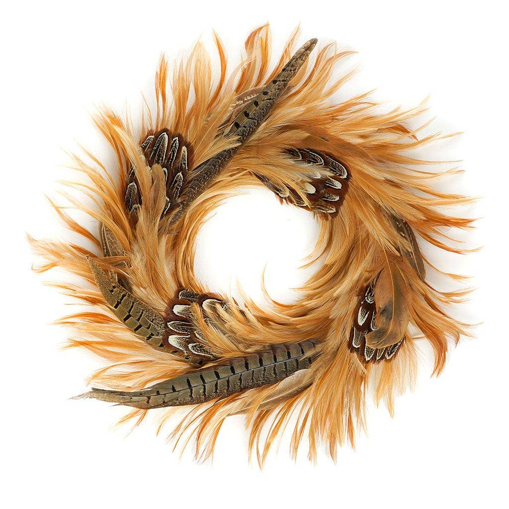 Zucker Feather Products - Wholesale Wreath - Natural Hackle and Pheasant Feather Wreath1