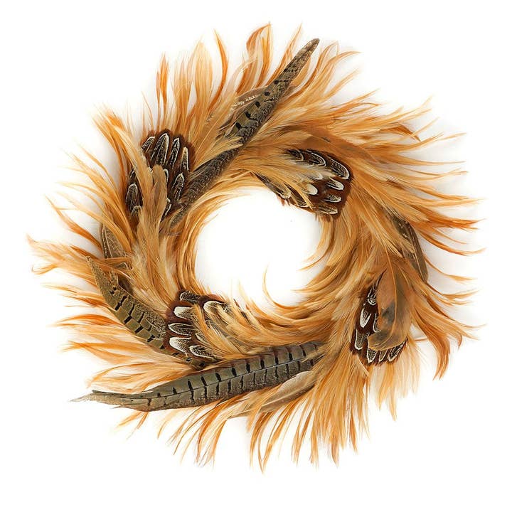 Zucker Feather Products - Wholesale Wreath - Natural Hackle and Pheasant Feather Wreath1