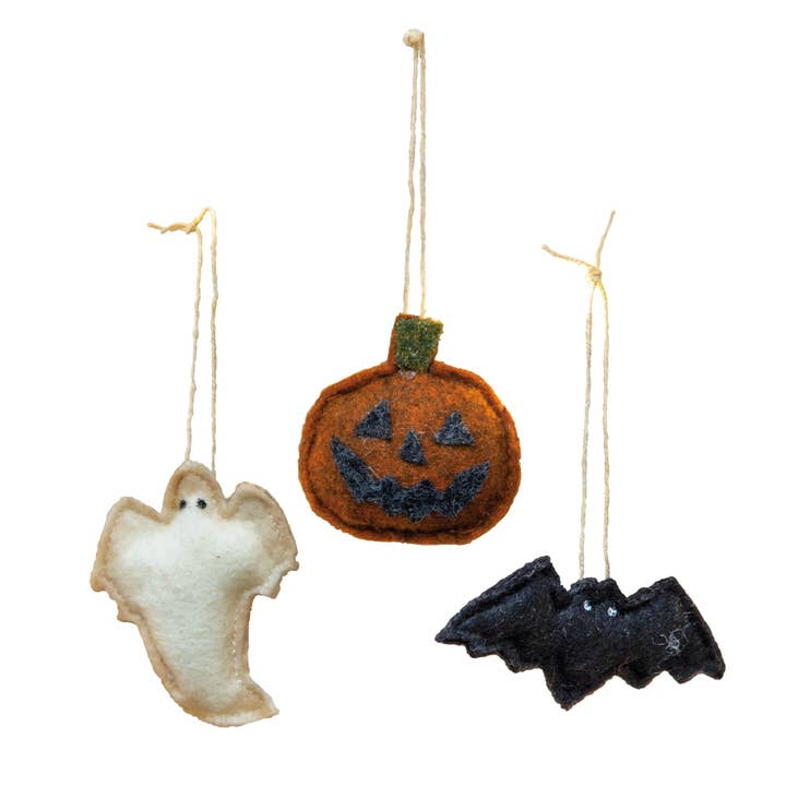 The Hearthside Collection - Wholesale Ornament Set - 3/Set, Mini Felt Halloween Ornaments