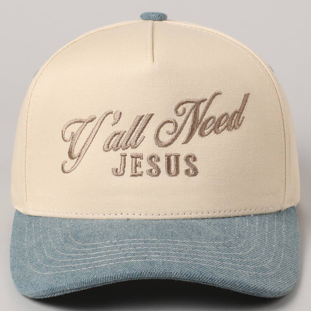 Fashion City - Wholesale Trucker Hat - Unisex - Y'all Need Jesus Lettering Embroidered Trucker Hat34