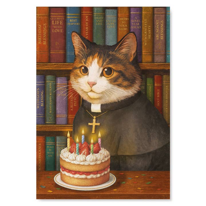 PRÄST FÖDELSEDAG KLASSISK KATT: Målning Konsttryck för wholesale av Ezen Trade