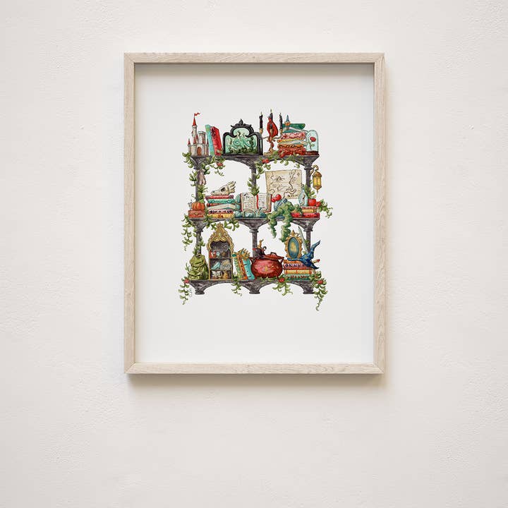 Lizzy Gass - Wholesale Art Print - The Storybook Witch's Shelves Giclée Print