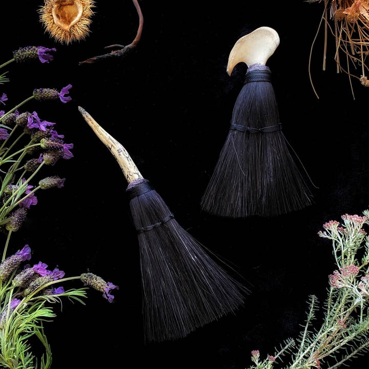 Keven Craft Rituals LLC - Wholesale Meditation Supplies - Hag’s Altar Broom - w/ Naturally Shed Deer Antler