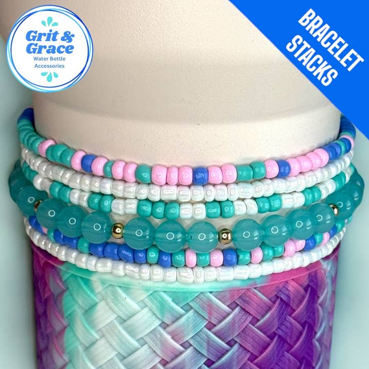 Gezuckerte Macaron‑Armbänder, dehnbar (6er‑Set) für den Großhandel von Grit & Grace Water Bottle Accessories